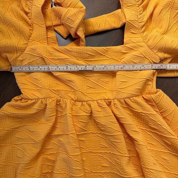 Free People Violet Mini Dress Carrot Orange Babydoll Bell Sleeve Boho Romantic M - Picture 5 of 7